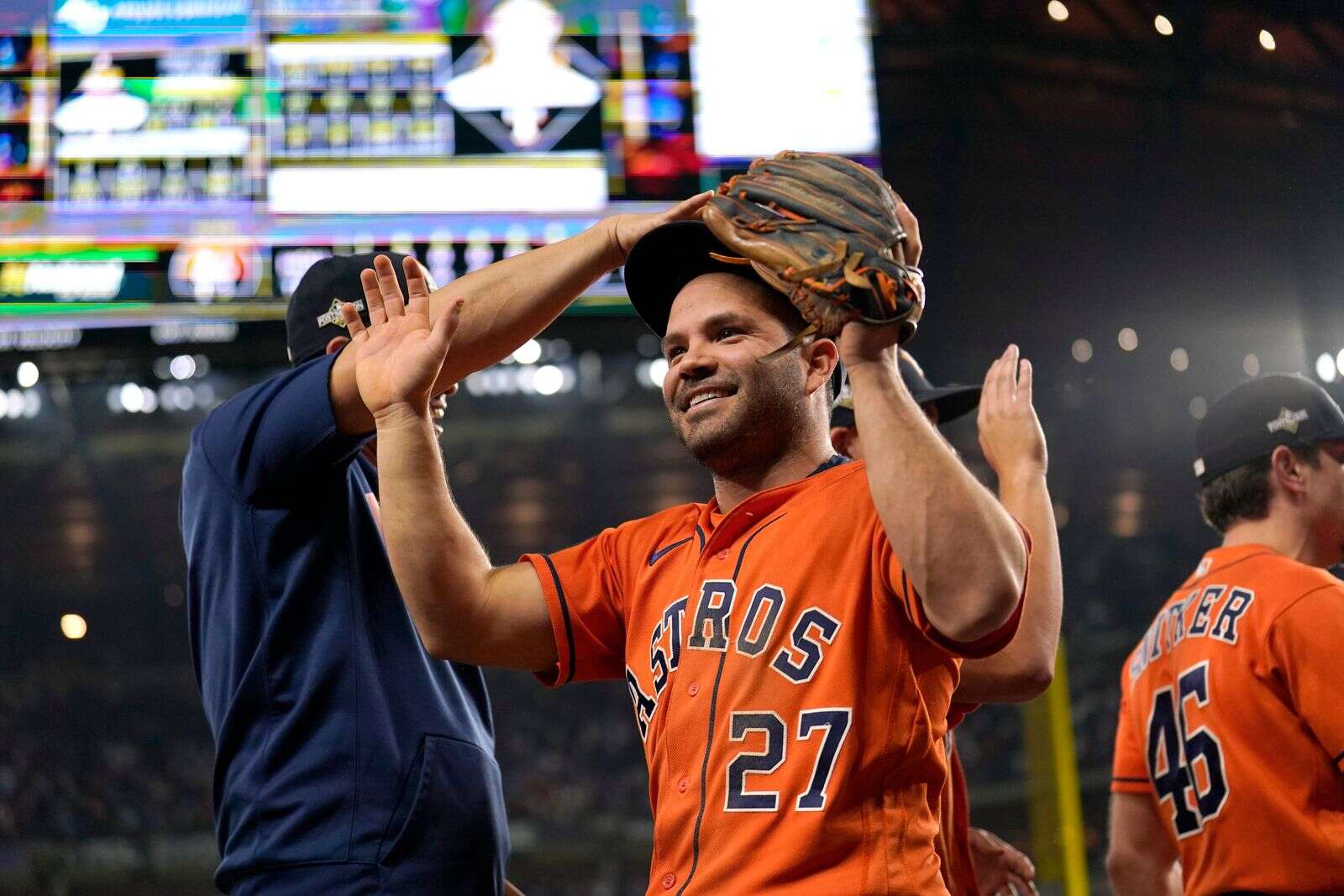 Houston Chronicle Sports - Jose Altuve with his shredded jersey