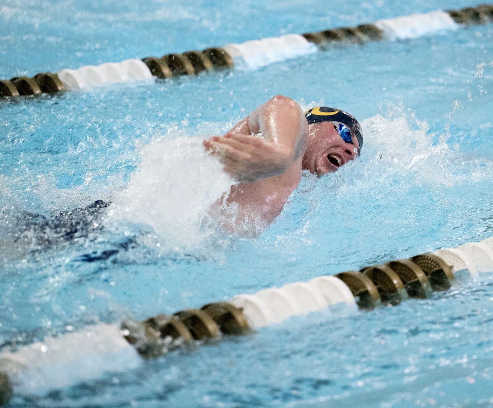 Mars’ Peyton Randall competes against Butler in the 50-yard freestyle