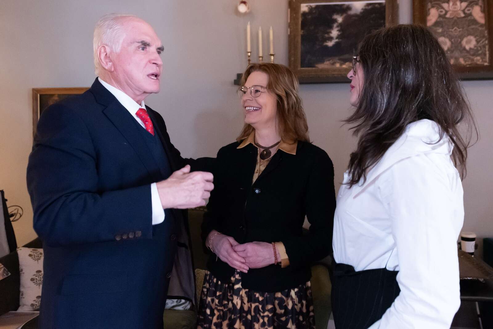 U.S. Rep. Mike Kelly, R-16, chats with Butler Eagle general manager Tammy Schuey and Laura Crago