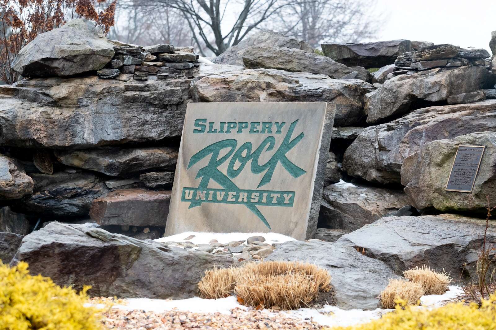 The Slippery Rock University sign
