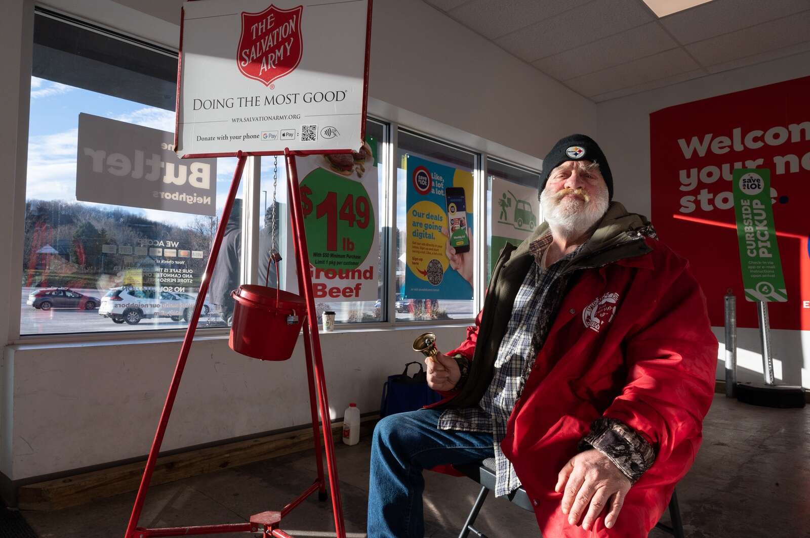 Dewey Thompson, of Butler, rings a bell for the Salvation Army