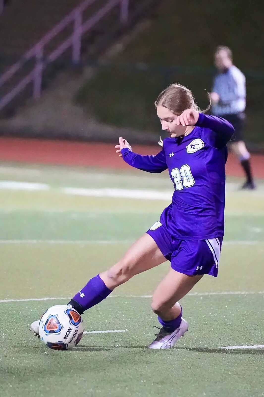 Layla Colsey sends the ball toward the Bishop Guilfoyle net