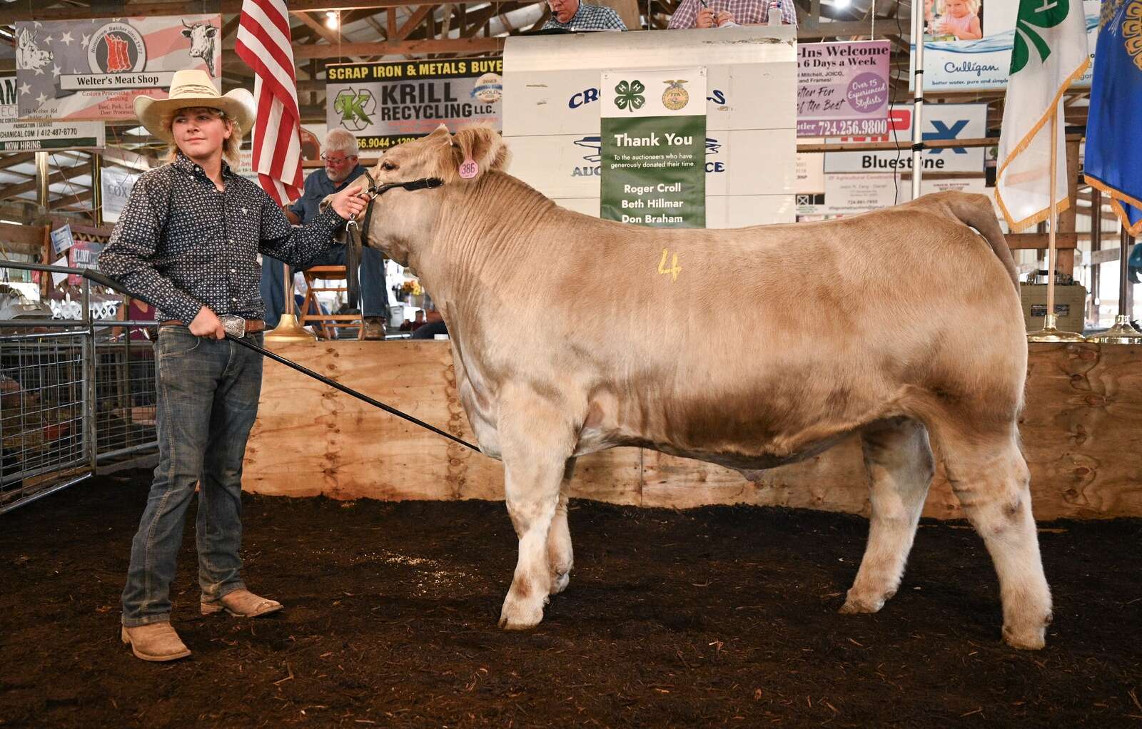 1,405-pound Grand Champion beef winner at the 2023 Junior Livestock auction at the Butler Farm Show