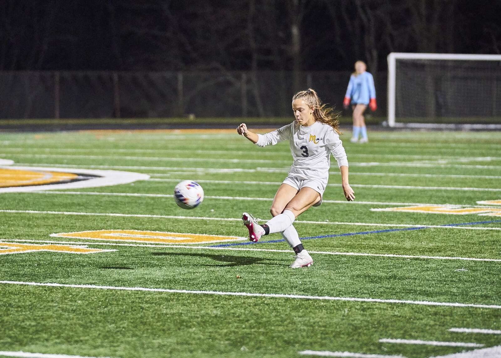 Mars' Addison Girdwood kicks the ball down field