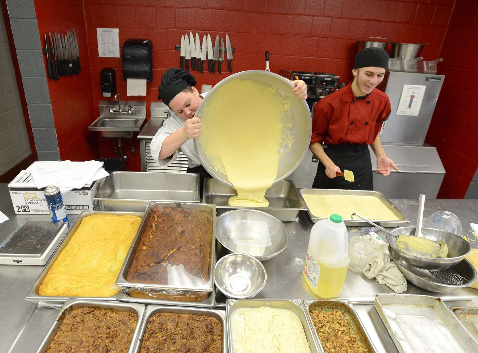 Butler County Area Vocational-Technical School culinary arts students prepare Thanksgiving dinner