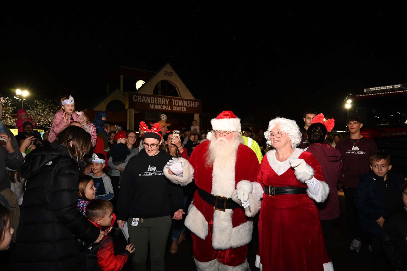 Santa arrives with Mrs. Claus at the Cranberry Municipal Center