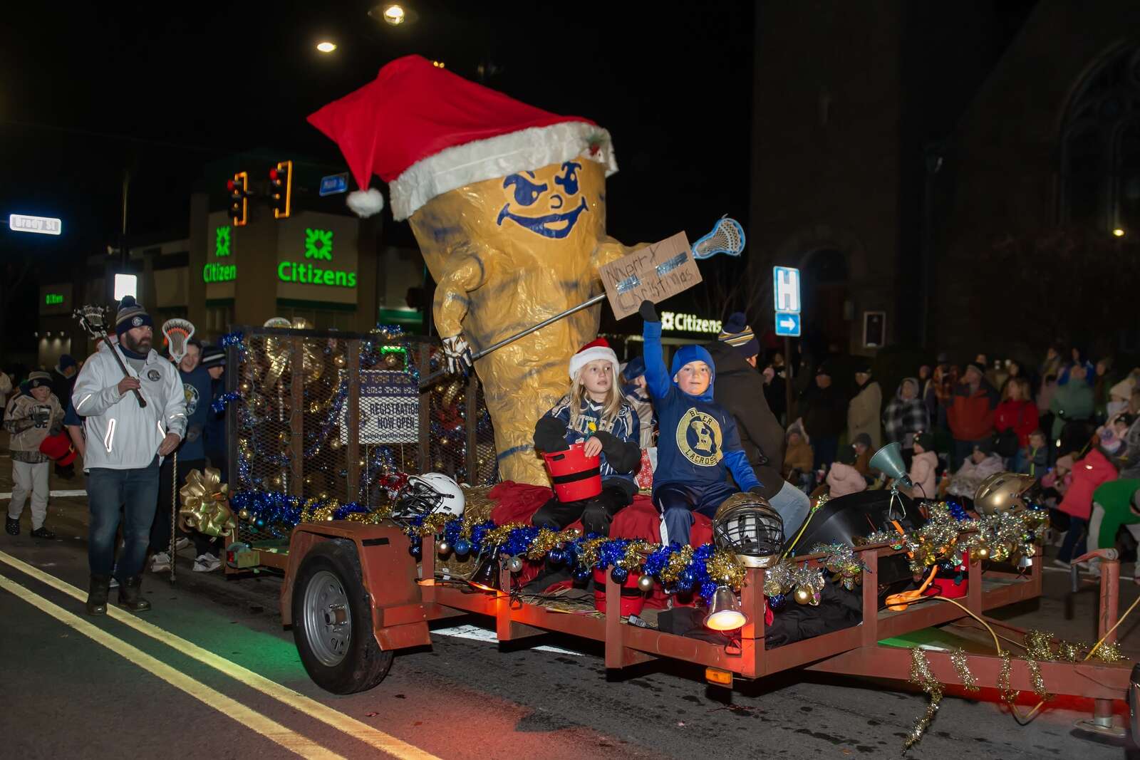 Butlers Lacrosse float travels down Main Street at Butler’s Spirit of Christmas Parade