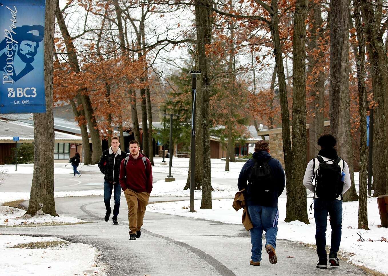 Students walk across Butler County Community College’s main campus