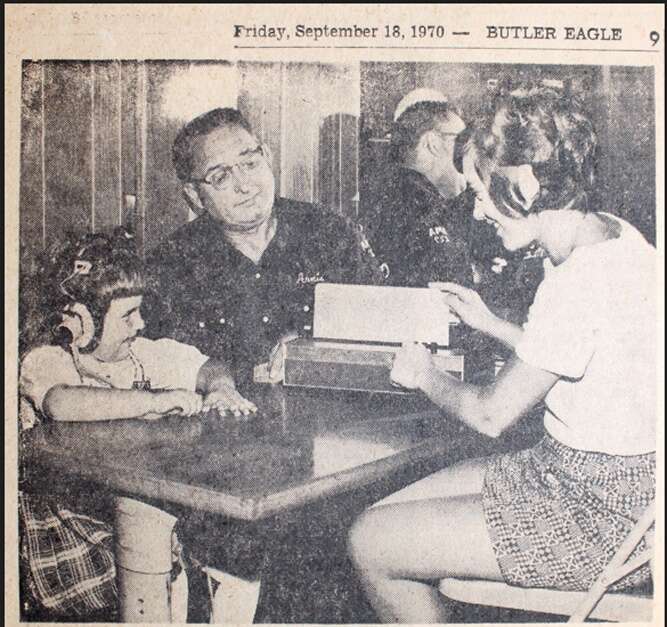 Child is receiving services from a speech therapist in 1970