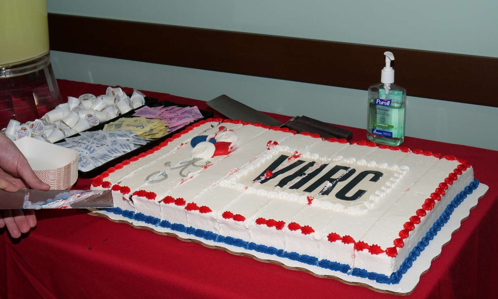 A cake celebrates the opening of the new Virtual Health Resource Center at the Abie Abraham VA Health Care Clinic