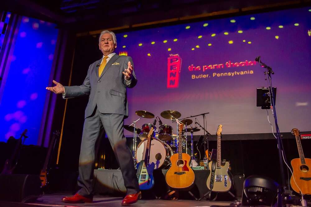 Steve Gilliland welcomes guests to the recently renovated Penn Theater