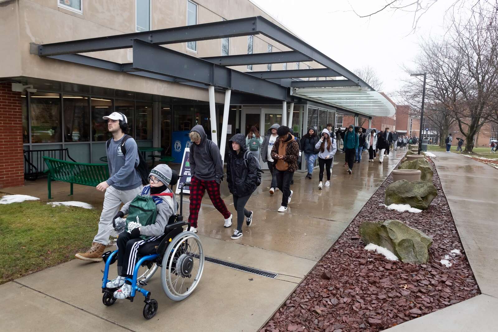 Students walk through campus at Slippery Rock University