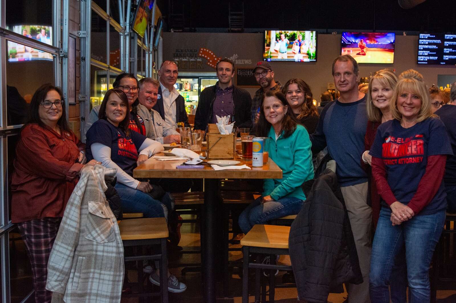 Richard Goldinger’s supporters gathered Tuesday at the Hardwood Cafe